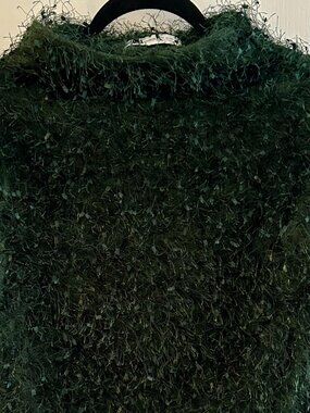 Zara "Eyelash" Knit Top Dark Forest Green XS Statement Sleeveless Top